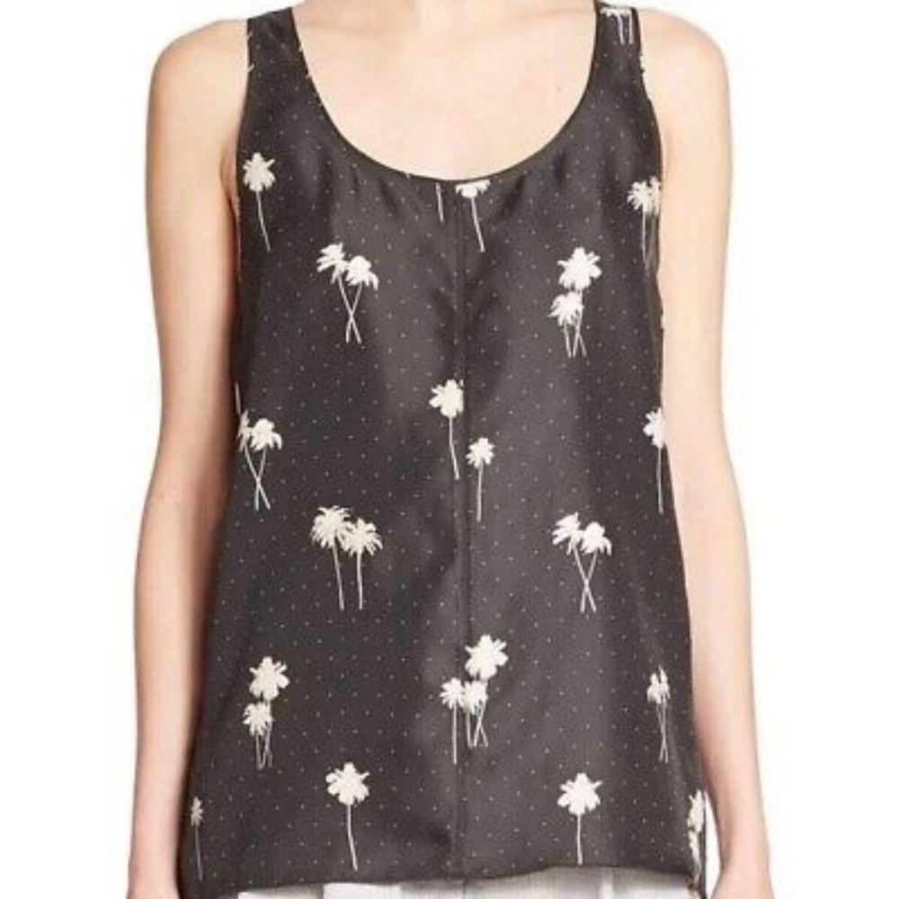 Rag & Bone Natalie Silk Palm Tree Tank Top